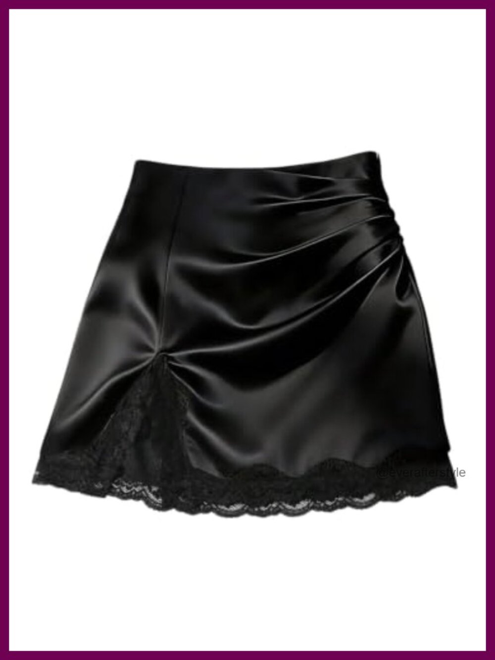 Lace Satin Slit Mini Skirt Silk Ruched Bodycon Night Out